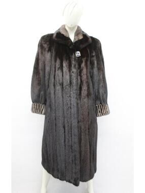Excellent Canadian Dark Ranch & Gray Mink Fur Jacket Coat Women Woman Size 4-6